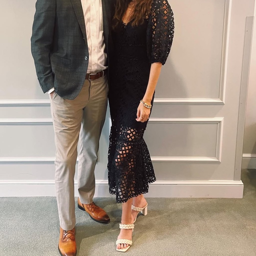 KEEPSAKE the Label Navy Crochet Midi Dress